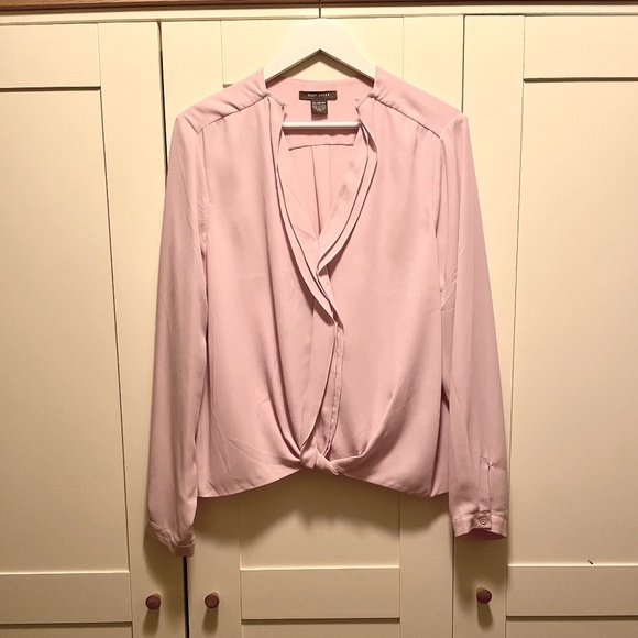 Suzy Shier Pink Long Sleeve V Neck Blouse Size XL - Picture 1 of 4